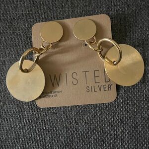 Twisted Silver Gold GoGo Dangle Post Earrings